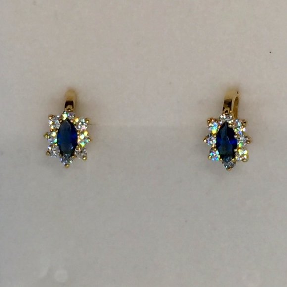 Jewelry - Blue Sapphire & Diamond Accents Earrings 14K gold